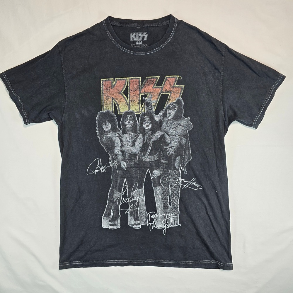 KISS Band Graphic T-Shirt Black Short Sleeve Cotton Rock Tee Mens SM 2022